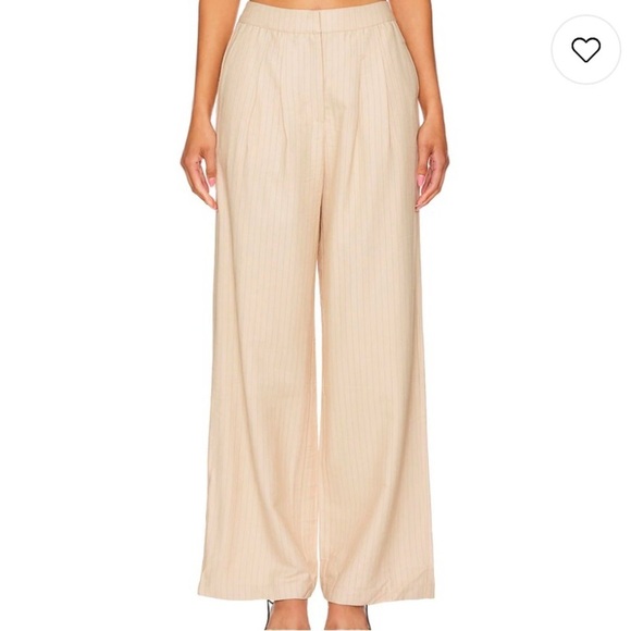 We Wore What Tailored Pant Pinstripe Trousers in Safari Multi Taupe Size 4 - Picture 3 of 9